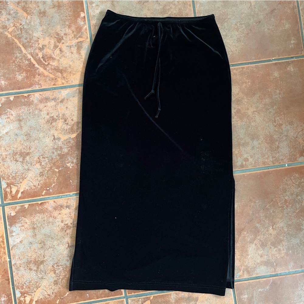 Vintage Black Velvet Maxi Skirt